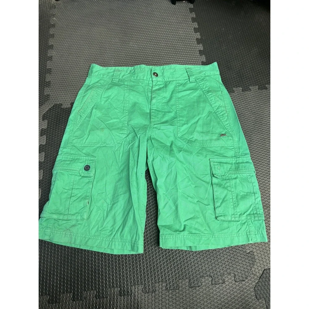 ATLAB by a.tiziano Men's Size 34 Green 100% Cotton Cargo Shorts Casual Outdoor